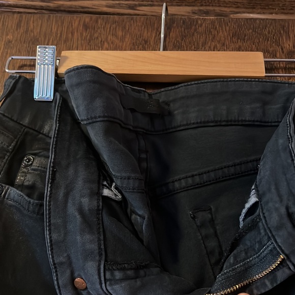 7 for All Man Kind Skinny Black Waxed Jeans - Picture 2 of 3